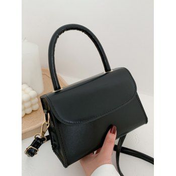 

Solid Color Flap Top Handle Mini Crossbody Bag, Black