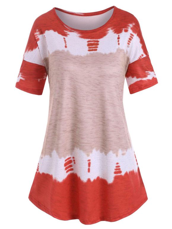 T-shirt Tunique Teinté de Grande Taille - Rouge 5XL