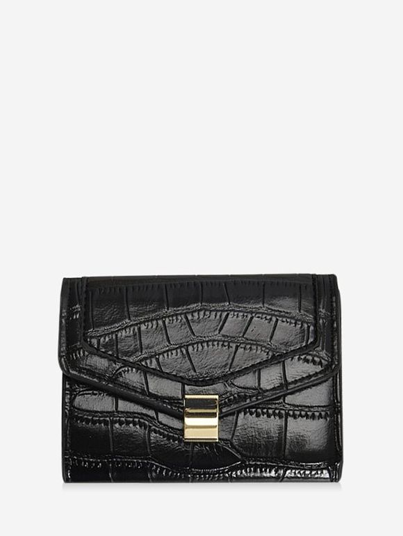 Mini Porte-Monnaie Animal Gaufré en Cuir - Noir 