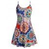 Robe à Bretelle Imprimée de Grande Taille Style Bohémien - Bleu profond XL