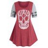 Plus Size Lace Skull Sequin T Shirt - RED L