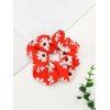 Chouchou Elastique Fleur Marguerite Imprimée en Tissu - Rouge 