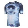 T-shirt Extraterrestre Graphique Manches Courtes à Col Rond - Bleu Lierre 2XL