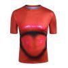 T-shirt Décontracté Lèvre Graphique Amusant à Col Rond - Rouge 2XL