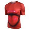 Funny Lip Graphic Crew Neck Casual T Shirt - RED 2XL