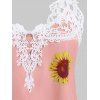 Crochet Lace Panel Sunflower Cami Top - LIGHT PINK L