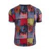 Ethnic Pattern Block V Neck Short Sleeve T Shirt - multicolor 3XL