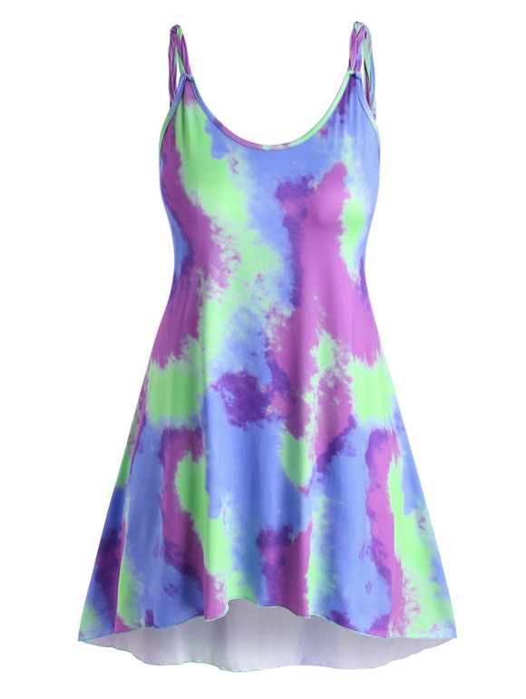 Robe Débardeur à Bretelle Tressée Teintée Grande Taille - Vert clair XL