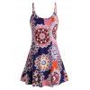 Robe à Bretelle Imprimée de Grande Taille Style Bohémien - Rose clair 4XL