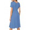 Pocket Pleated A Line Tee Dress - BLUE 2XL