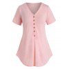 T-shirt Courbe à Demi-Bouton de Grande Taille - Rose Cochon 5X