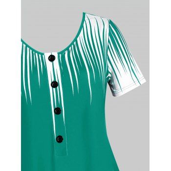 

Plus Size Gradient Color Henley T Shirt, Sea turtle green