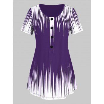 

Plus Size Gradient Color Henley T Shirt, Purple amethyst