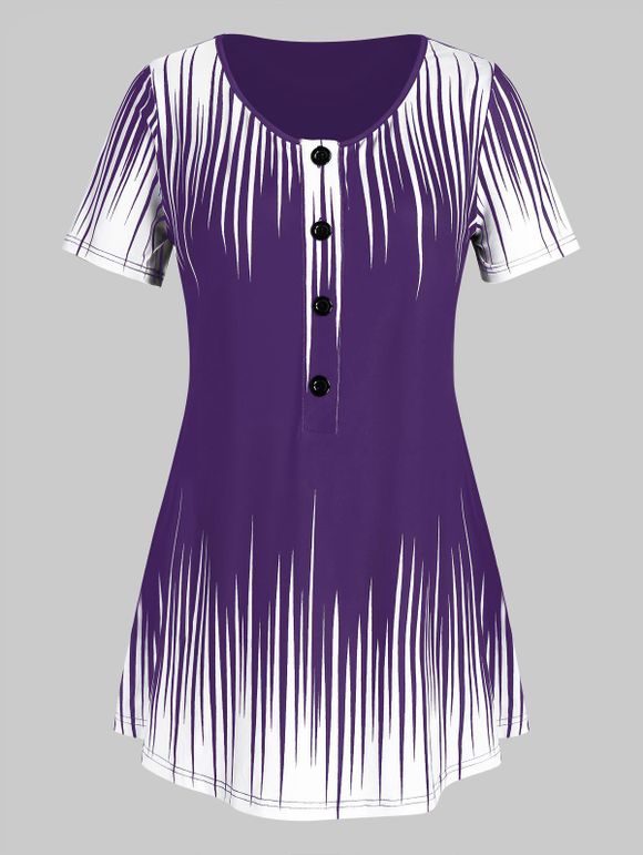 T-shirt en Couleur Dégradée de Grande Taille - Violet Améthyste 5X