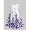 Floral Rose Print Sundress Twisted Cami A Line Dress - WHITE XL