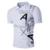 T-shirt Lettre Graphique Imprimée à Demi-Bouton - Blanc 2XL