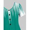 Plus Size Gradient Color Henley T Shirt - SEA TURTLE GREEN 4X
