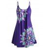 Robe à Bretelle Trapèze Tribale Imprimée de Grande Taille - Pourpre 3X