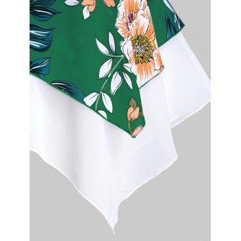 

Plus Size Drawstring Handkerchief Tunic Tank Top, Medium sea green