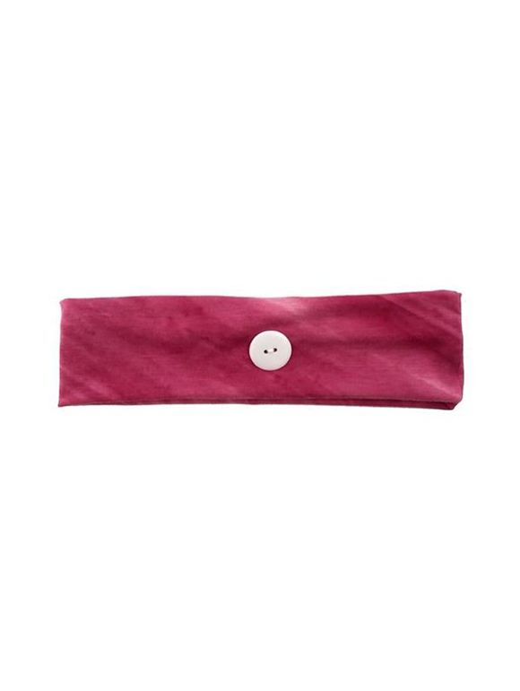 Cotton Button Wide Elastic Sports Headband - ROSE RED 