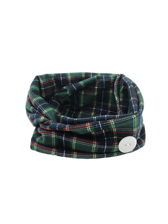 Bandeau de Yoga Croisé à Carreaux avec Bouton pour Masque - Vert 