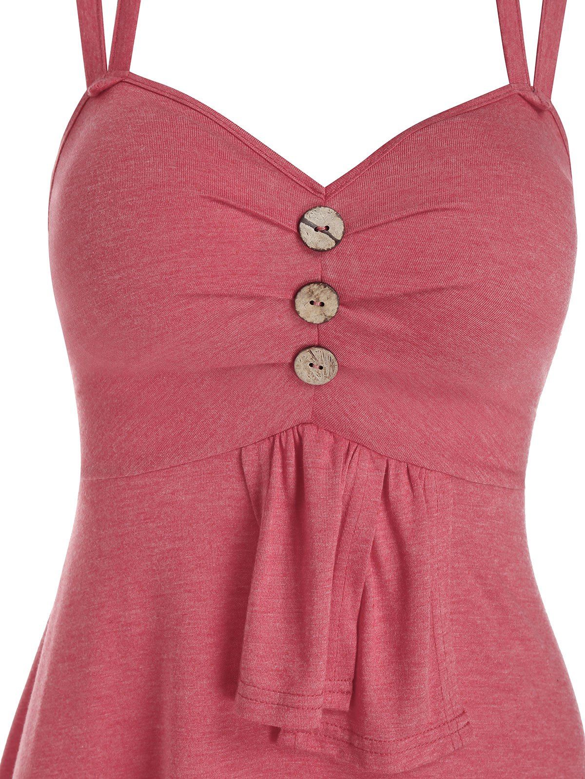 Robe à Bretelle Haute Basse avec Bouton - Rouge Cerise 3XL