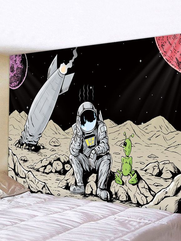 Tapisserie Murale Décorative à Imprimé Astronaute dans l'Espace - multicolor W91 X L71 INCH