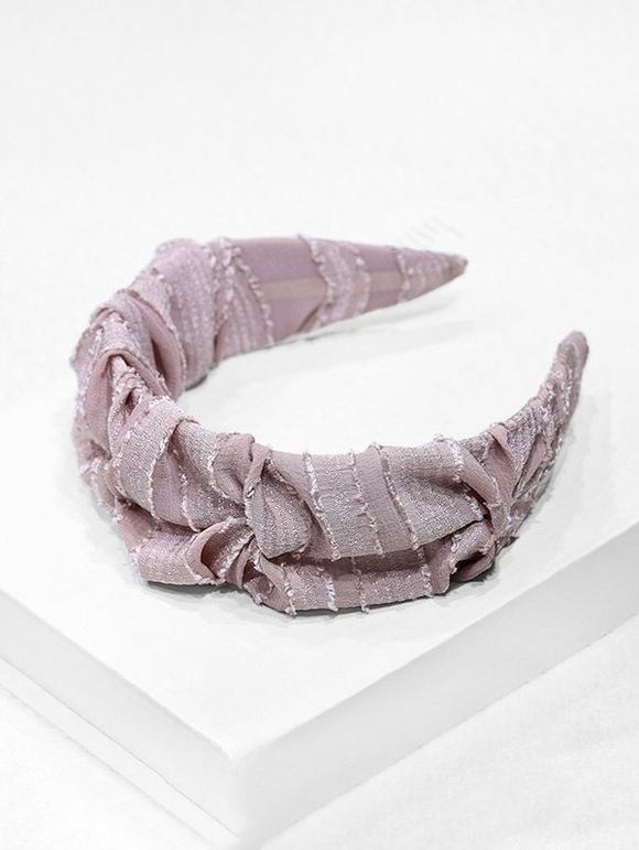 Bandeau Large Rayé en Couleur Unie en Tissu - Rose clair 