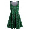 Débardeur Fleur de Grande Taille à Col Dégagé Style Bohémien - Vert profond 4XL
