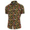 Chemise Boutonnée Ananas Tropical Imprimé en Lin - Jaune 2XL