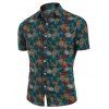 Chemise Boutonnée Ananas Tropical Imprimé en Lin - Vert XS