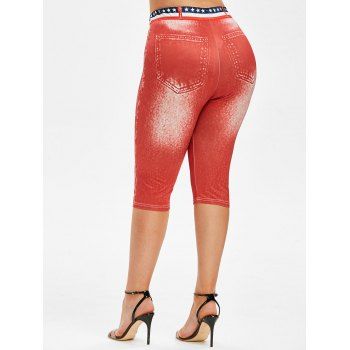 

Plus Size Butterfly American Flag Print Cropped Jeggings, Light pink
