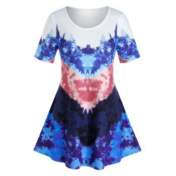 

Plus Size Tie Dye Long Tunic T Shirt, Blue