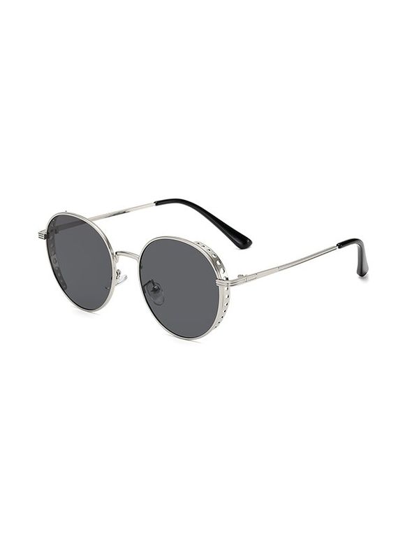 Lunettes de Soleil Rétro Rondes Evidées en Métal - Noir Profond 