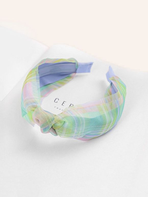 Bandeau Noué à Carreaux Imprimé en Tissu - Vert 