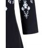 Plus Size Lace Panel Sheer Yoke Printed Tunic Tee - BLACK 5X