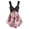 Débardeur Tunique Plongeant Fleur Imprimée sans Dos de Grande Taille - Rose clair 5X