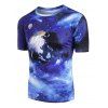 T-shirt Motif de Galaxie et de Terre à Manches Courtes - multicolor A S