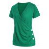 T-shirt Boutonné Texturé Superposé Plongeant - Vert L