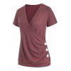 T-shirt Boutonné Texturé Superposé Plongeant - Rouge foncé L
