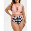Maillot de Bain Bikini Fleuri Imprimé Découpé de Grande Taille - Rose clair 1X