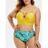 Maillot de Bain Tankini Croisé Imprimé à Coupe Haute de Grande Taille à Armature - multicolor 3X