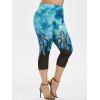 Legging Court Pieuvre et Galaxie Imprimées de Grande Taille - Noir 4X