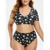 Maillot de Bain Deux-Pièces Etoile Imprimée Grande-Taille - Noir L