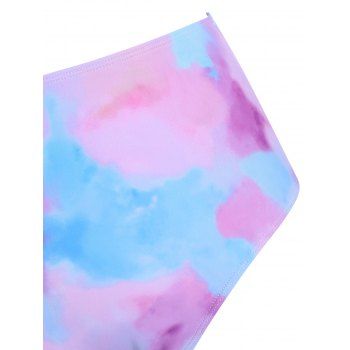 Tie Dye Swimsuit Mock Button High Rise Bikini Swimwear