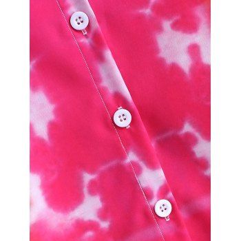 

Plus Size Button Up Tie Dye Blouse, Red