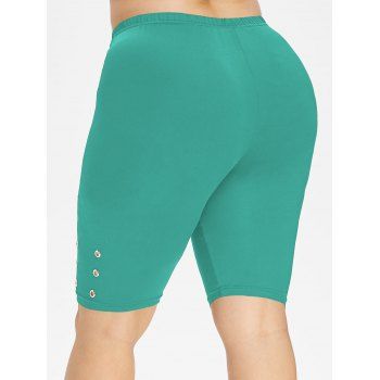 

Plus Size Eyelet Knee Length Leggings, Light green