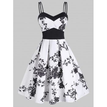 

Summer Vacation Butterfly Print Empire Waist Dual Straps A Line Dress, Black