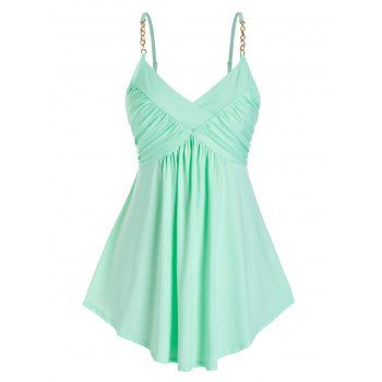 

Plus Size Pleated Chain Cami Tank Top, Light green