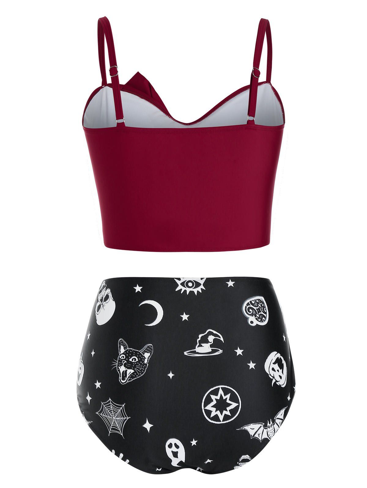 [26 OFF] 2020 Plus Size Skull Halloween Knotted High Waisted Tankini